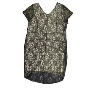 NEW Lane Bryant Black Shift Dress Size 22 NWT Midi Length Laced Gold Lined